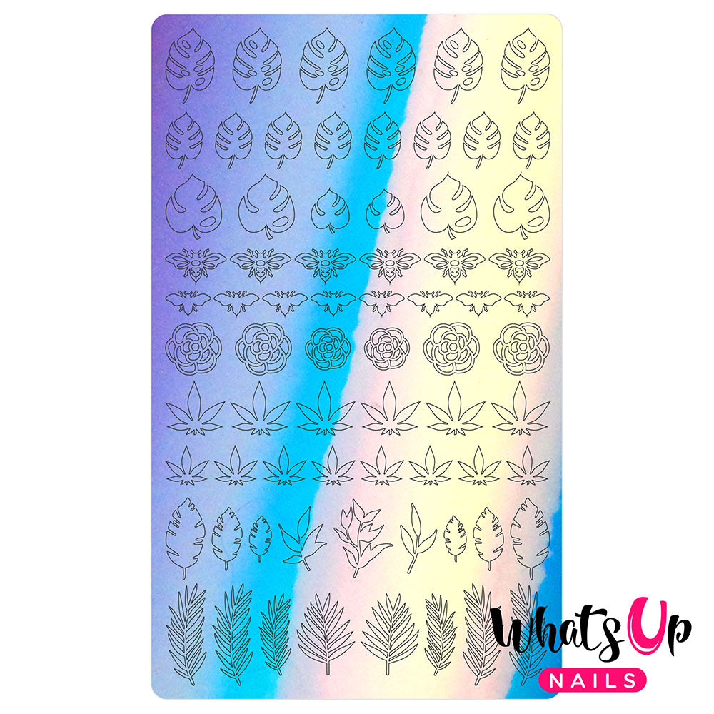 Vinyl Sticker / Botanical Garden / Aurora Blue Vinyl Film Sticker / Botanical Garden Weed Leaf Monstera / Aurora Blue