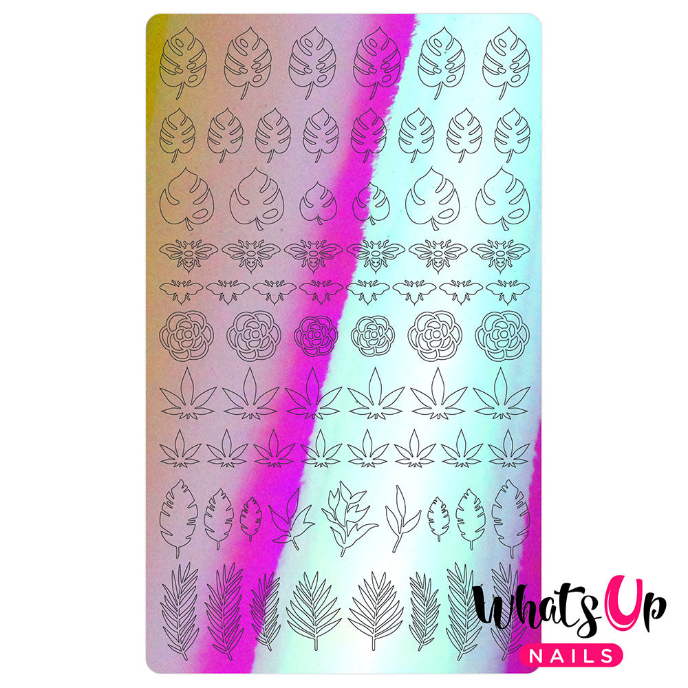Vinyl Sticker / Botanical Garden / Aurora Pink Vinyl Film Sticker / Botanical Garden Weed Leaf Monstera / Aurora Pink
