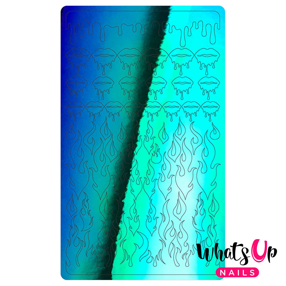 Vinyl Sticker / Dripping Flames / Chameleon Green Vinyl Film Sticker / Dripping Flames Hot Girl Nails / Chameleon Green