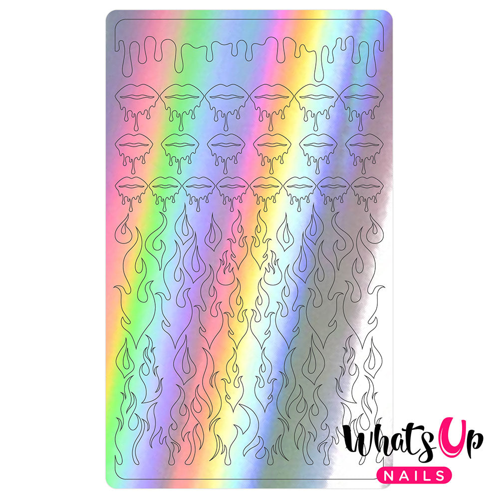 Vinyl Sticker / Dripping Flames / Holographic Silver Vinyl Film Sticker / Dripping Flames Hot Girl Drip Nails / Holo Silver