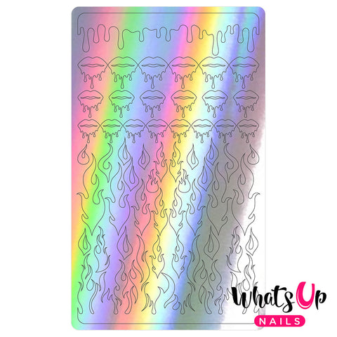 Vinyl Film Sticker / Dripping Flames Hot Girl Drip Nails / Holo Silver