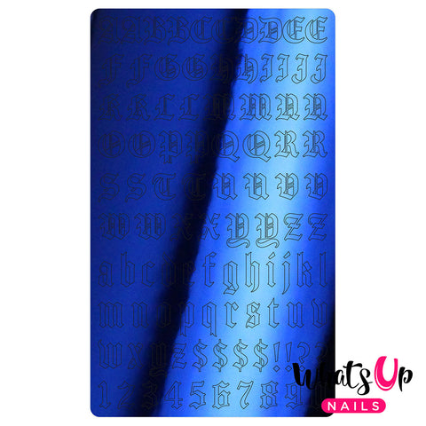Vinyl Film Sticker / Blackletter Alphabet Old English Font / Metallic Blue Sapphire