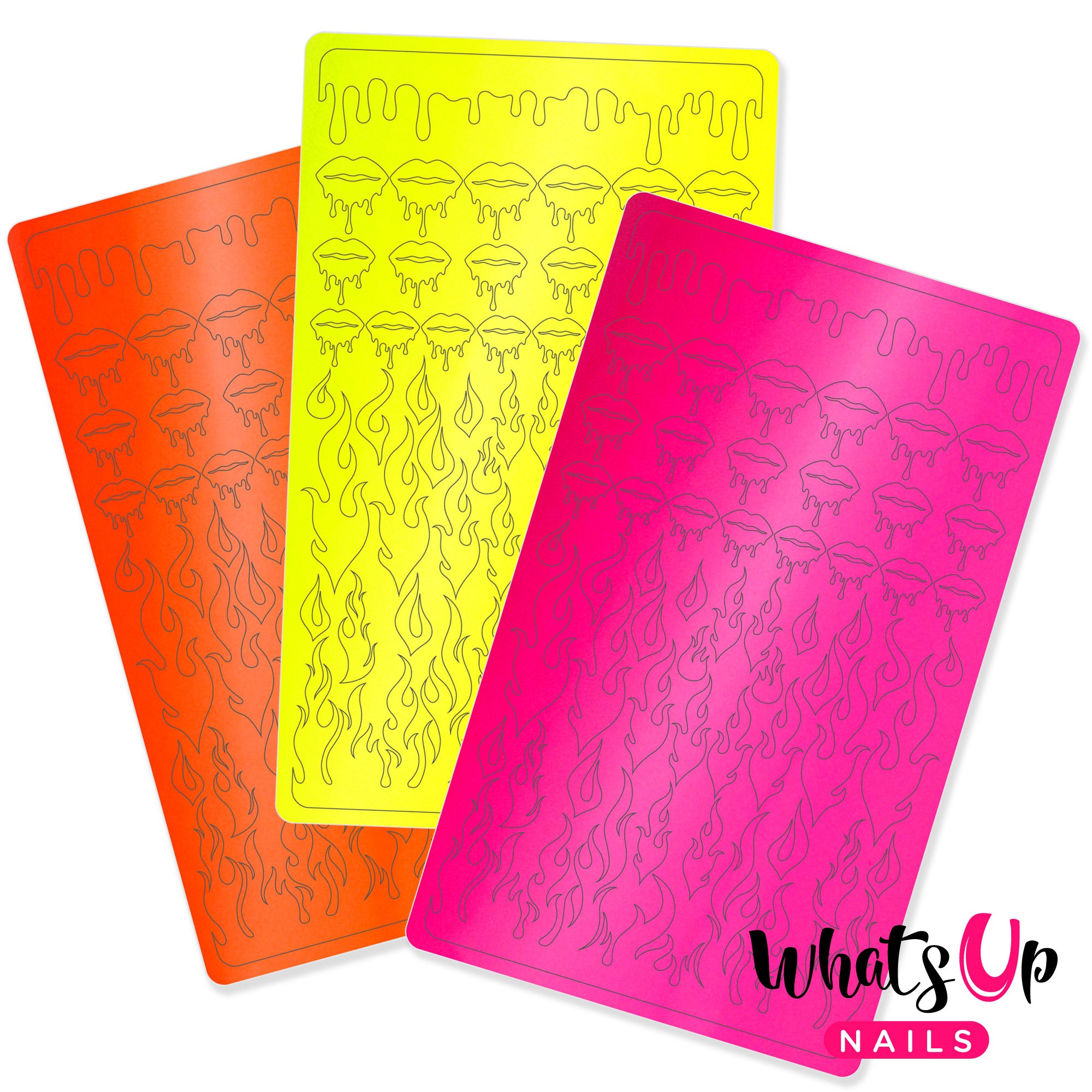Vinyl Sticker / Dripping Flames / Neon Trio Vinyl Film Sticker / Dripping Flames Hot Girl Drip Nails / Neon Pink Yellow Orange