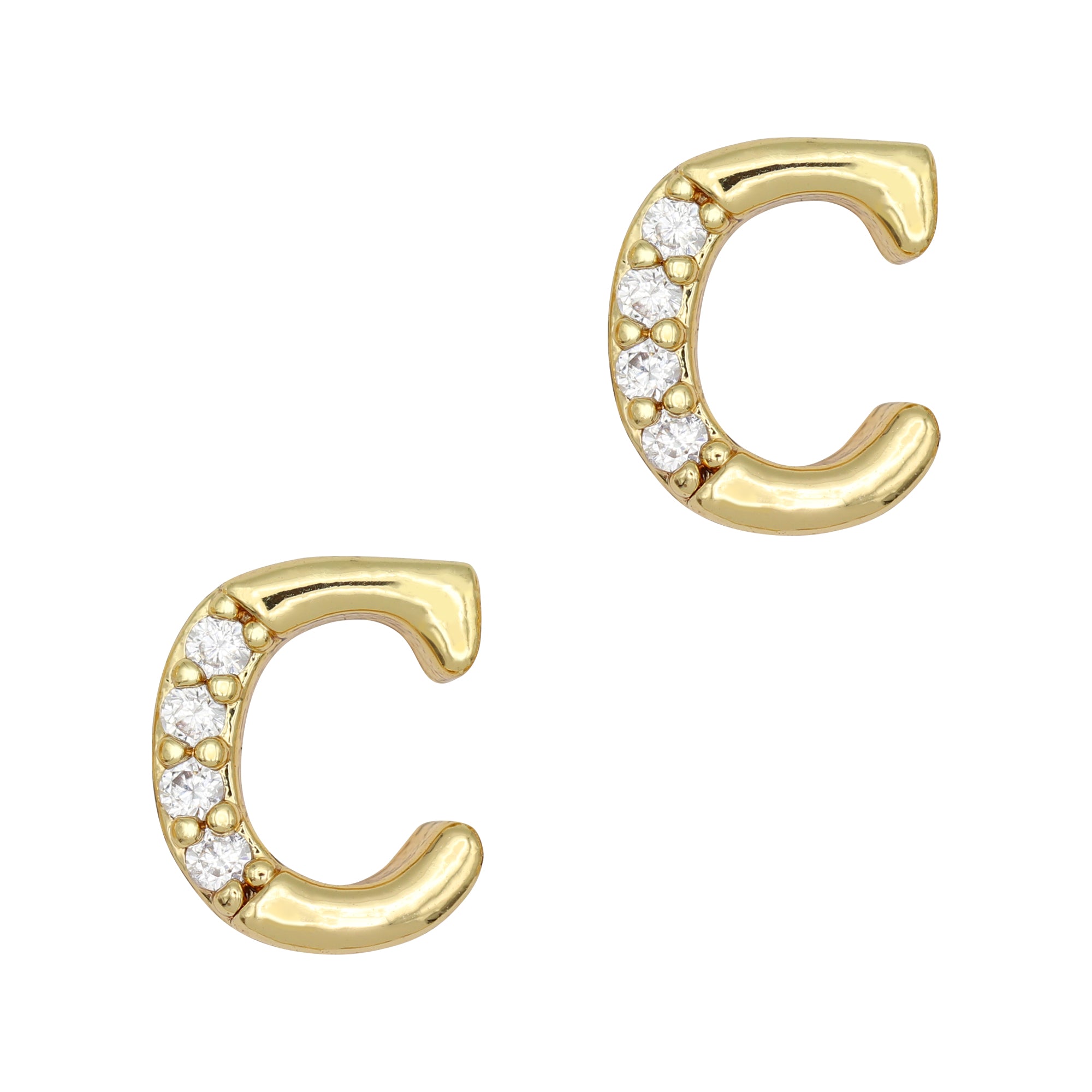 Alphabet C / Zircon Charm / Gold
