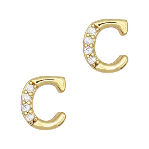 Alphabet C / Zircon Charm / Gold