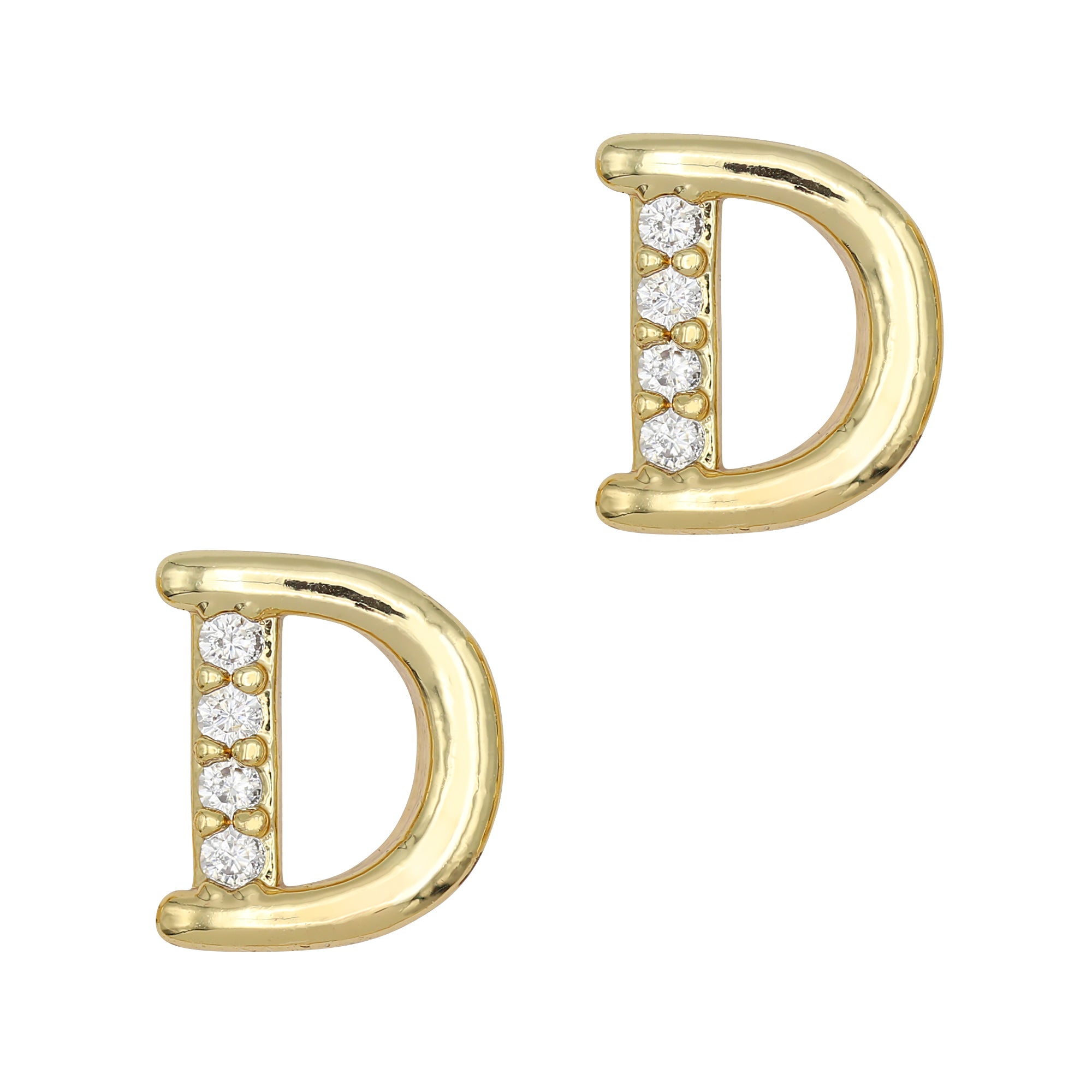 Alphabet D / Zircon Charm / Gold