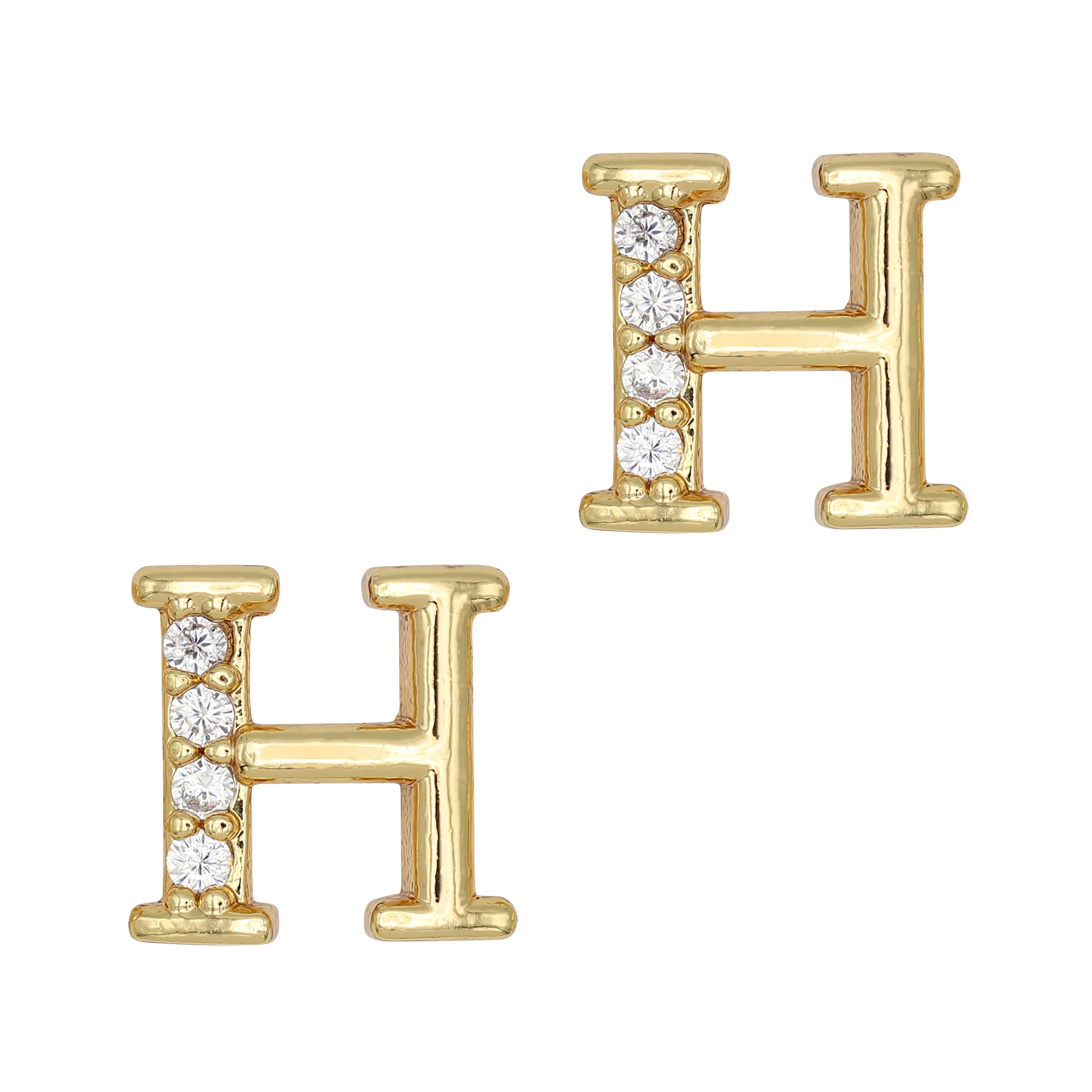 Alphabet H / Zircon Charm / Gold