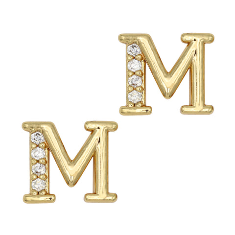 Alphabet M / Zircon Charm / Gold