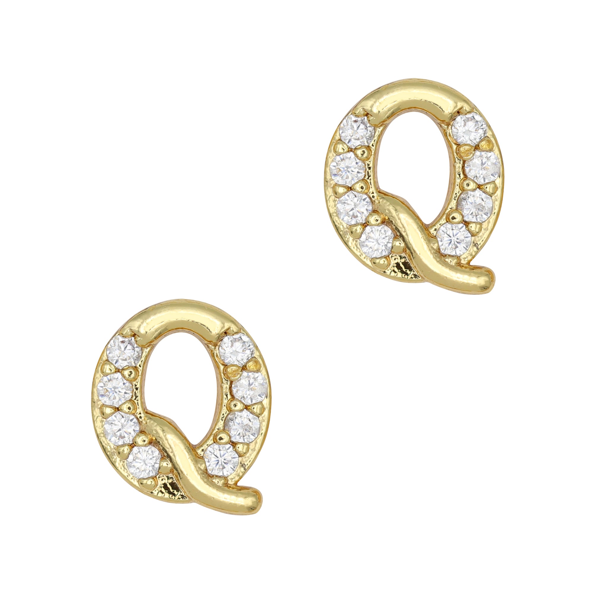 Alphabet Q / Zircon Charm / Gold