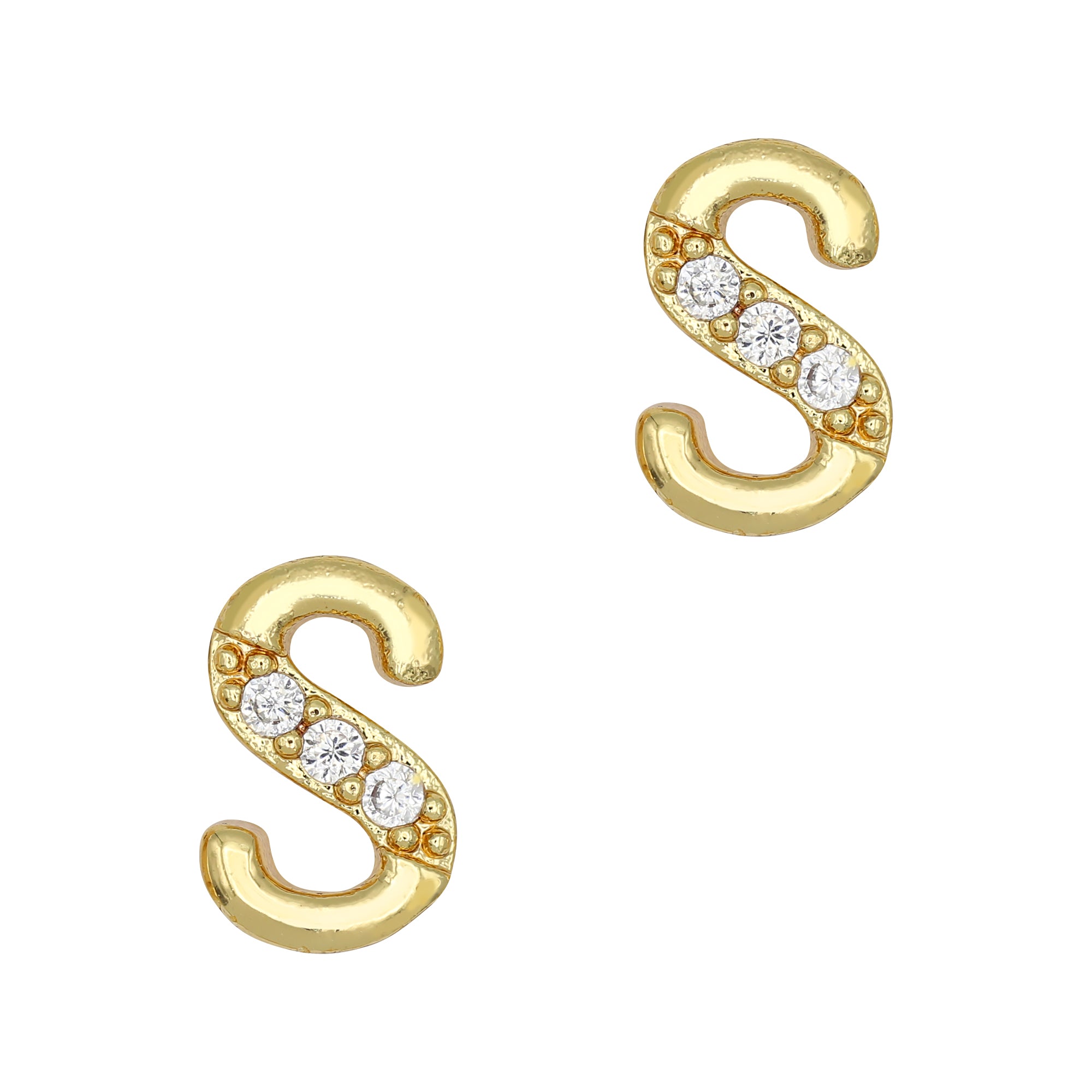 Alphabet S / Zircon Charm / Gold Alphabet S / Zircon Charm / Gold