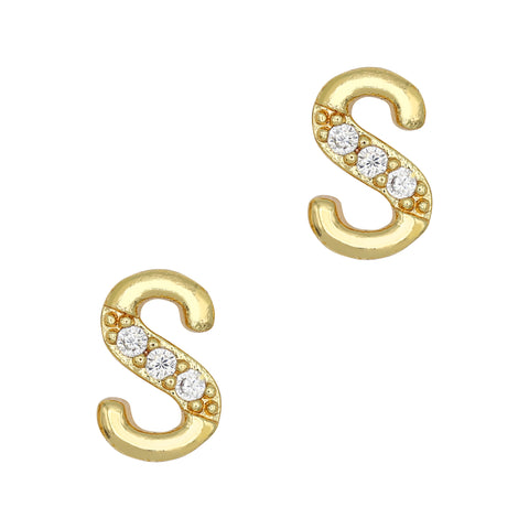 Alphabet S / Zircon Charm / Gold