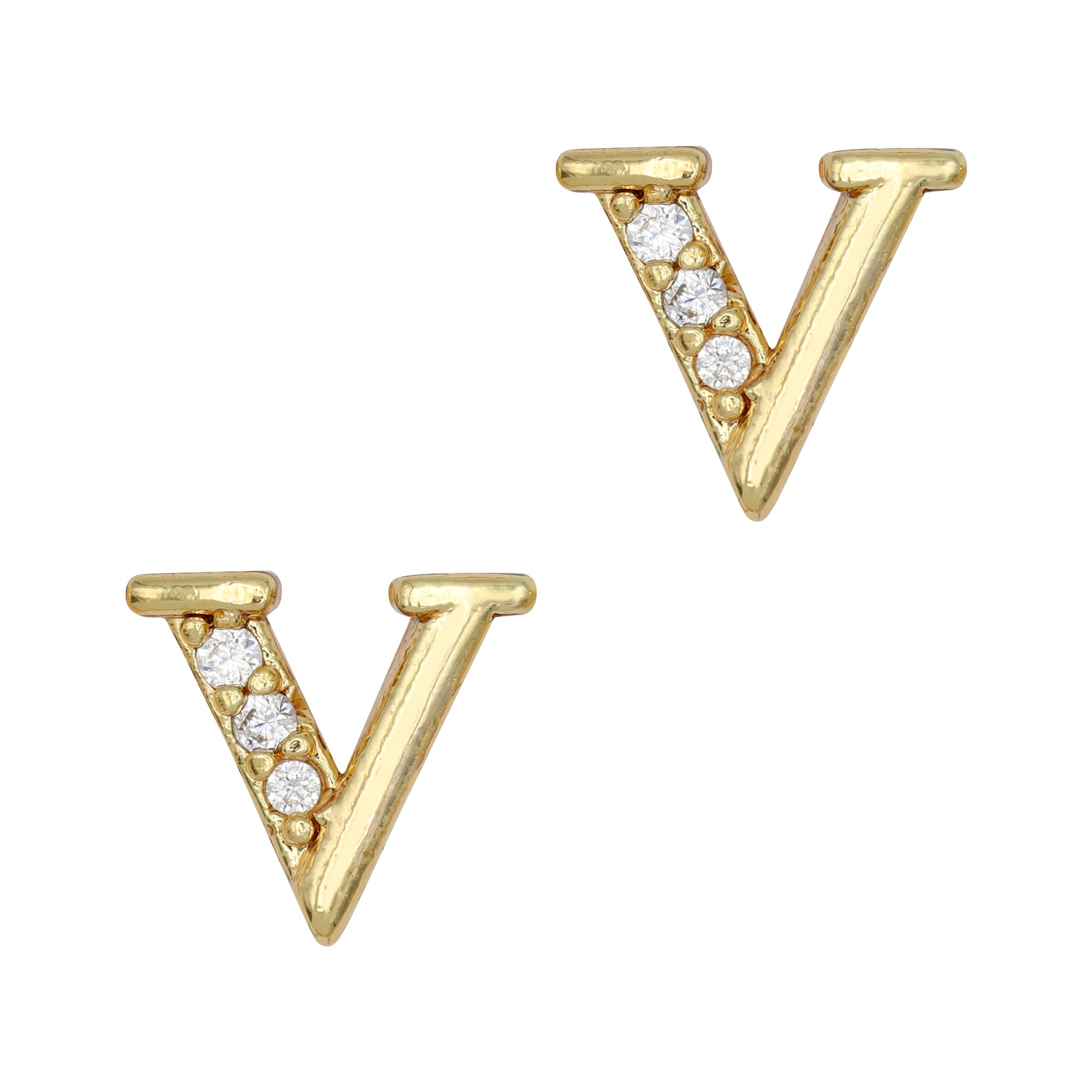 Alphabet V / Zircon Charm / Gold Alphabet V / Zircon Charm / Gold