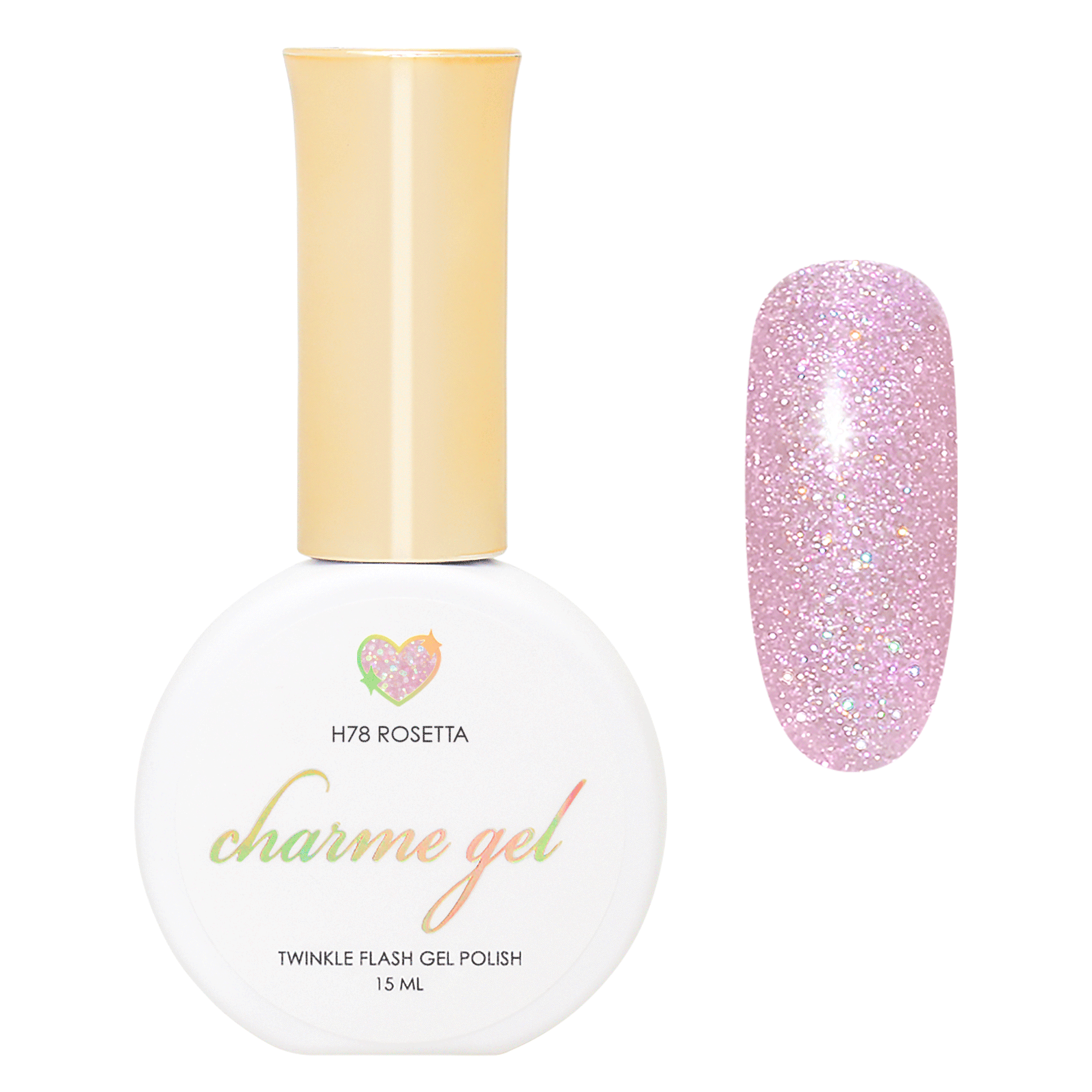 Charme Gel / Twinkle Flash H78 Rosetta Charme Gel / Twinkle Fairy H78 Rosetta Pastel Pink Iridescent Holographic