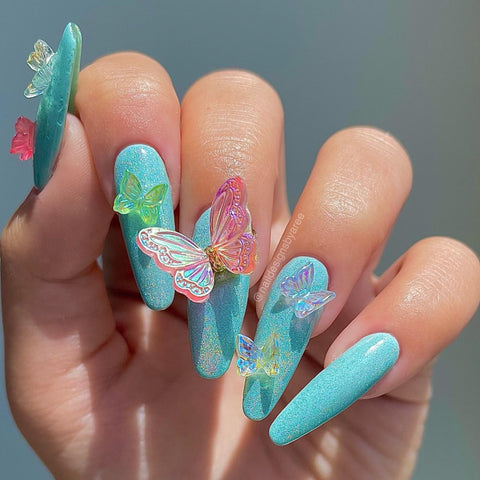 Daily Charme Iridescent Butterfly Resin Cabochon Spring Butterfly Nail @naildesignsbyaree
