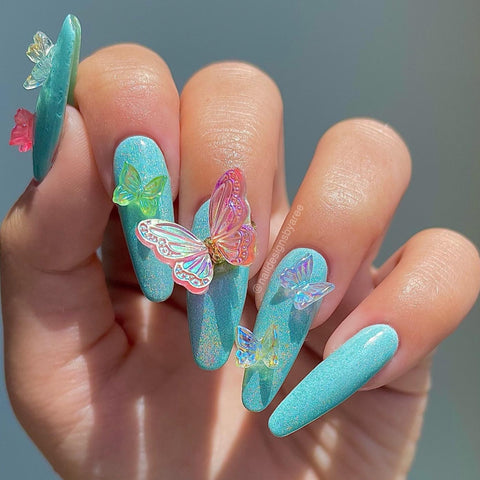 Daily Charme Fluttering Butterfly Resin Charm / Iridescent Pink @naildesignsbyaree