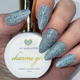 Charme Gel / Holographic Twinkle H71 Glass Slipper Aqua Blue Flash Diamond Reflective Nail Polish by nailexperiments