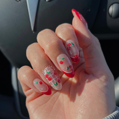 3D Embossed Nail Art Sticker / Red Cherry