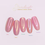 Daily Charme Stardust Chrome Powder / Ruby Red Iridescent Aurora Nails