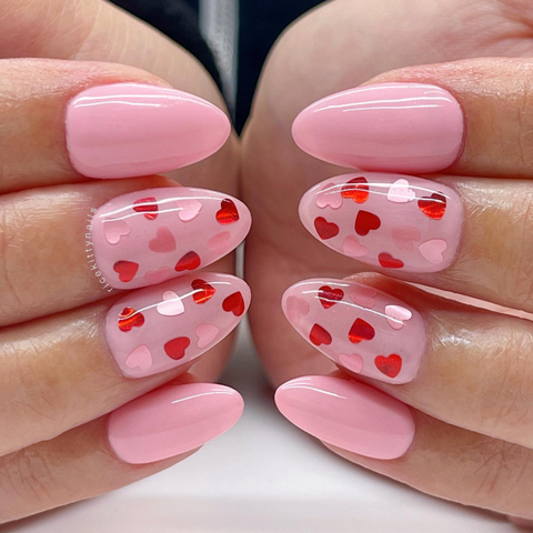 Wonderland Heart Glitter Mix Valentine's Day Nail Art Nail Art Credit: @ricekittynails