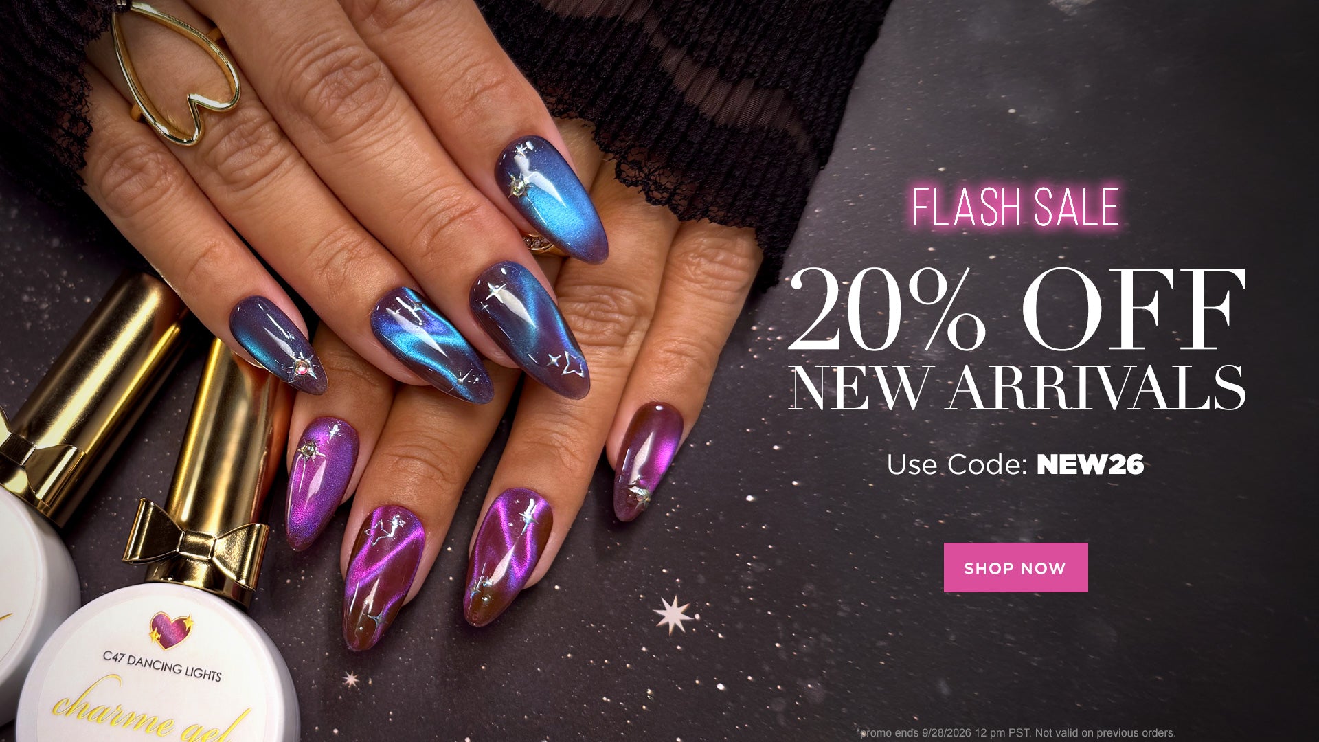 20% OFF 300+ New Arrivals - Cat Eye Gels, Chrome Powders, Tools