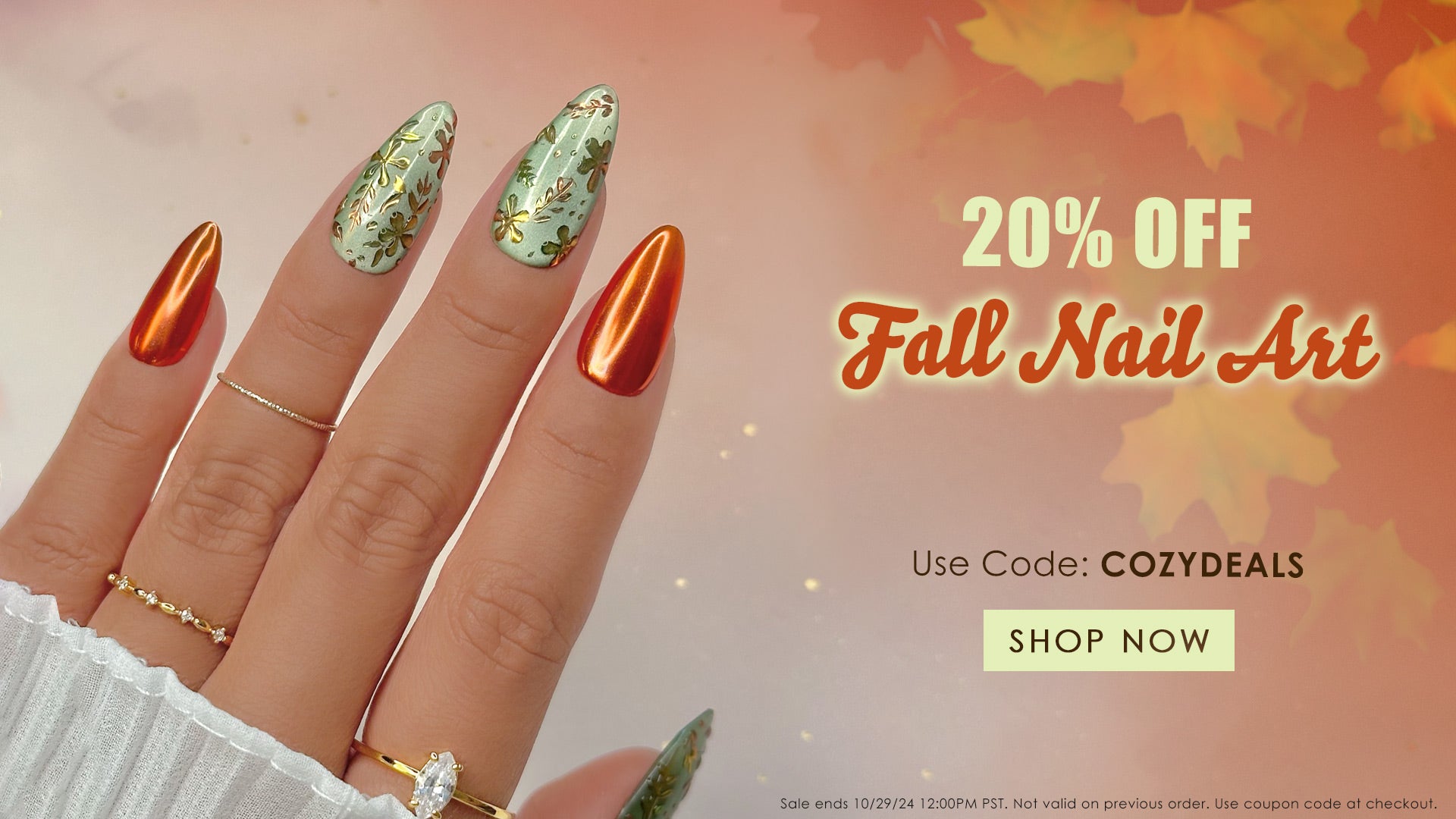 20% Off Fall Nail Art - Gel, Chrome, Charms, Stickers & more