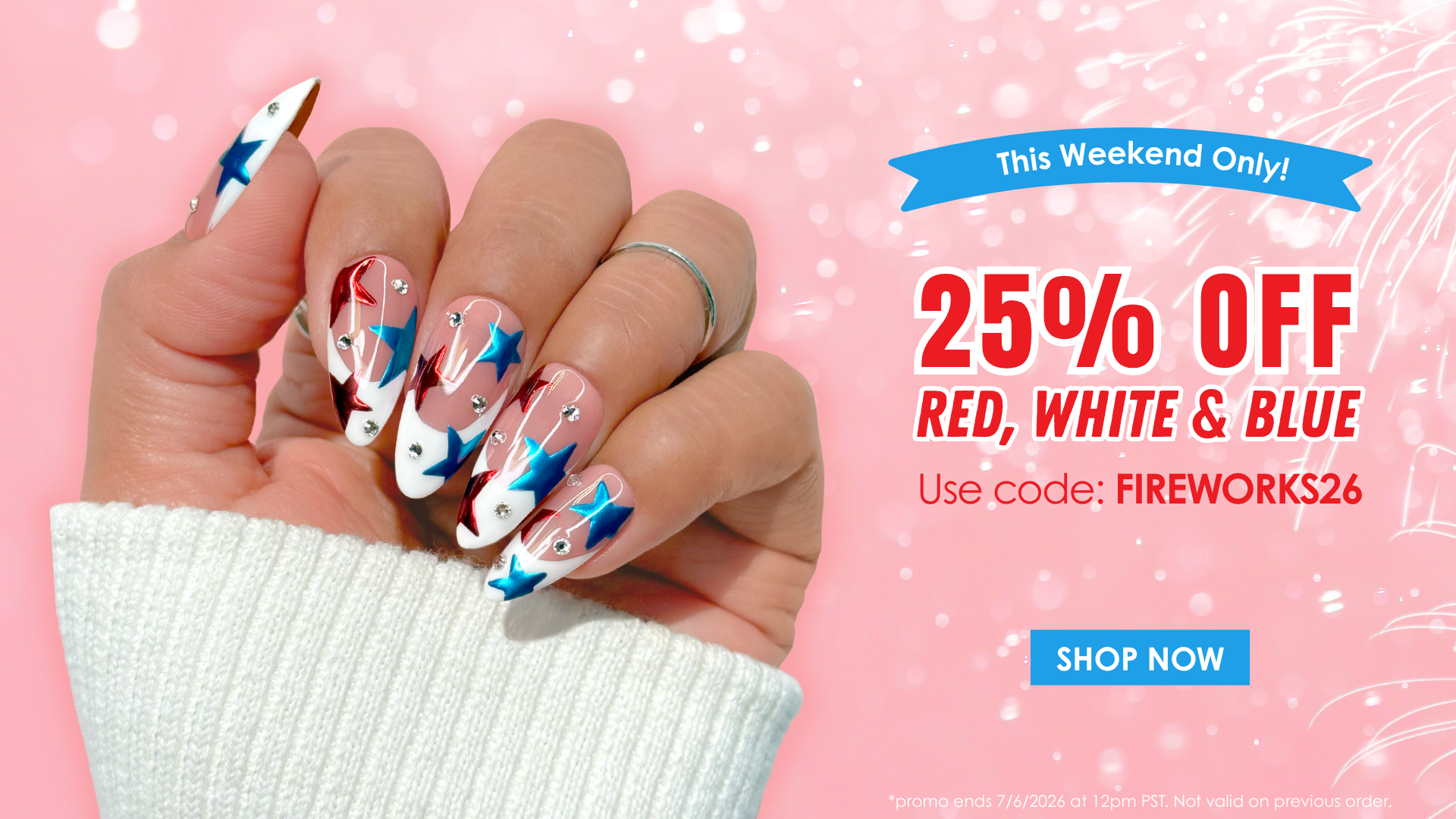 Daily Charme 25% OFF Red, White & Blue Nails
