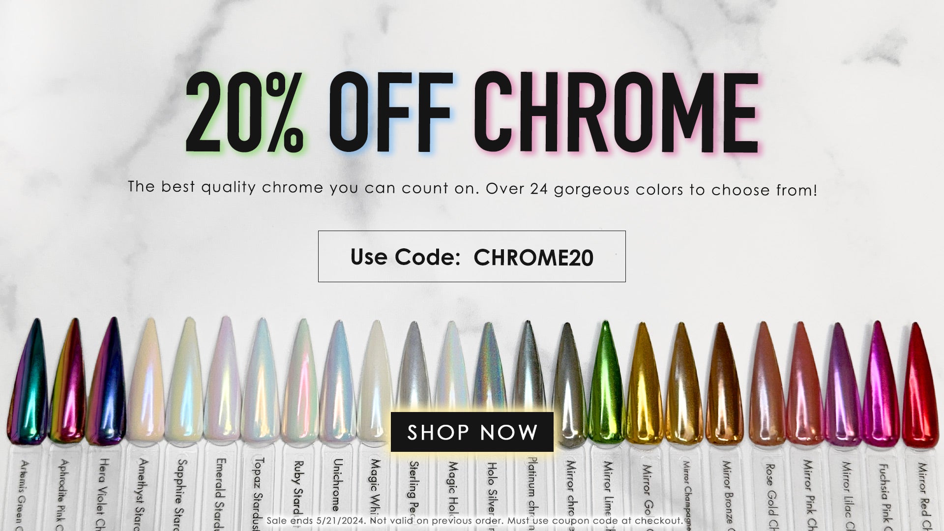 20% Off Chrome Powder for Glazed Nail Art