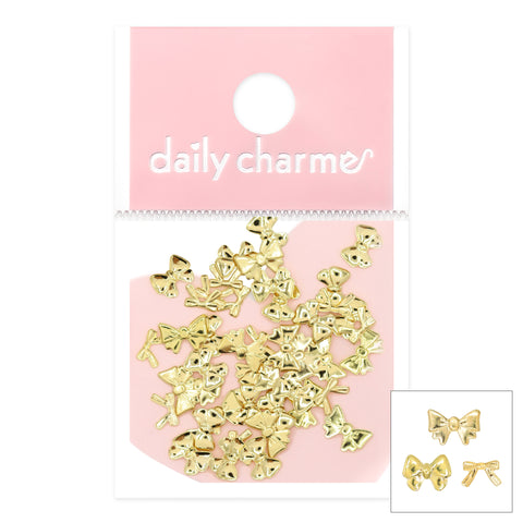 Lovely Bow Studs Mix / Gold Coquette Aesthetic Cute Dainty 2025 Nail Decor Charm Trend