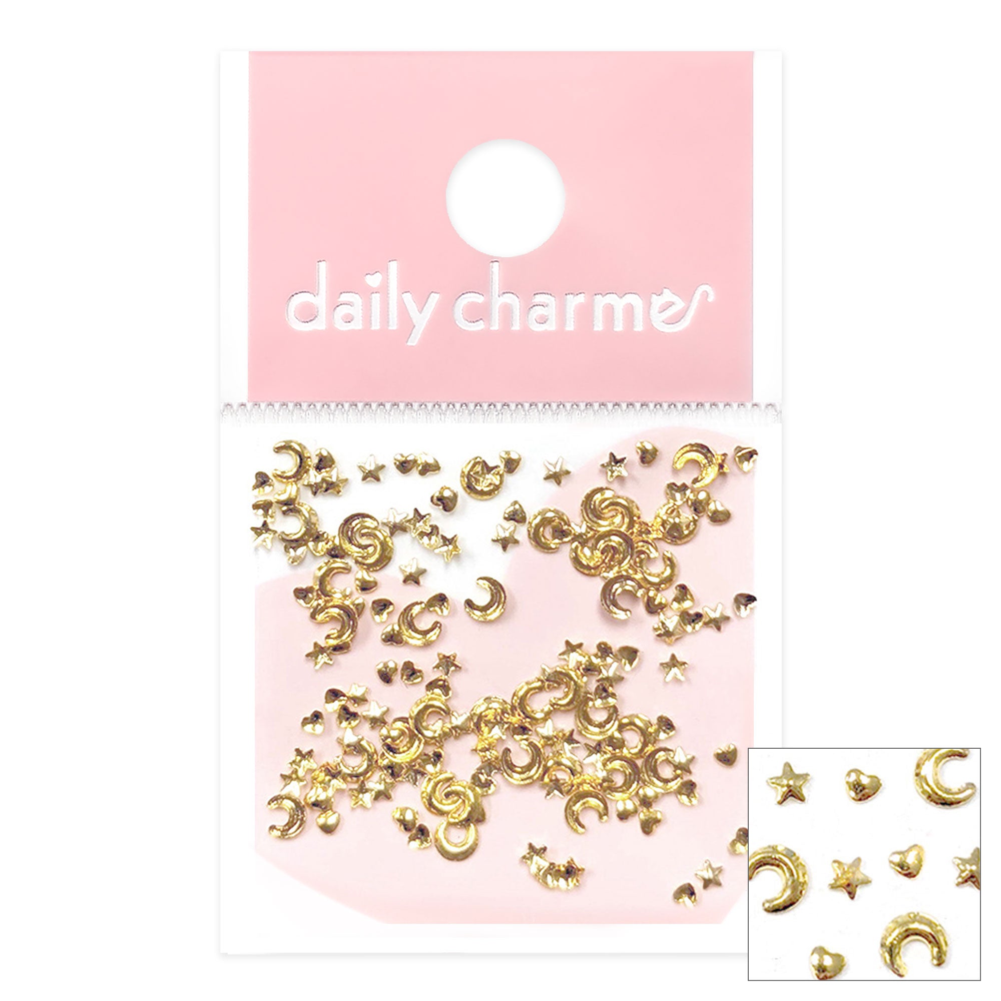 Metallic Gold Nail Art Studs Mystical Moon Mix for Kawaii Galaxy Nails