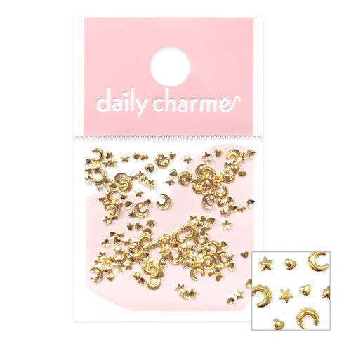 Metallic Gold Nail Art Studs Mystical Moon Mix for Kawaii Galaxy Nails