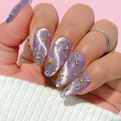 Metallic Gold Nail Art Studs Mystical Moon Mix for Kawaii Galaxy Nails