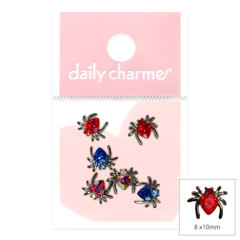 Enchanted Spider Charms Mix Red Blue Halloween Nail Decor 3D Gunmetal Rainbow AB