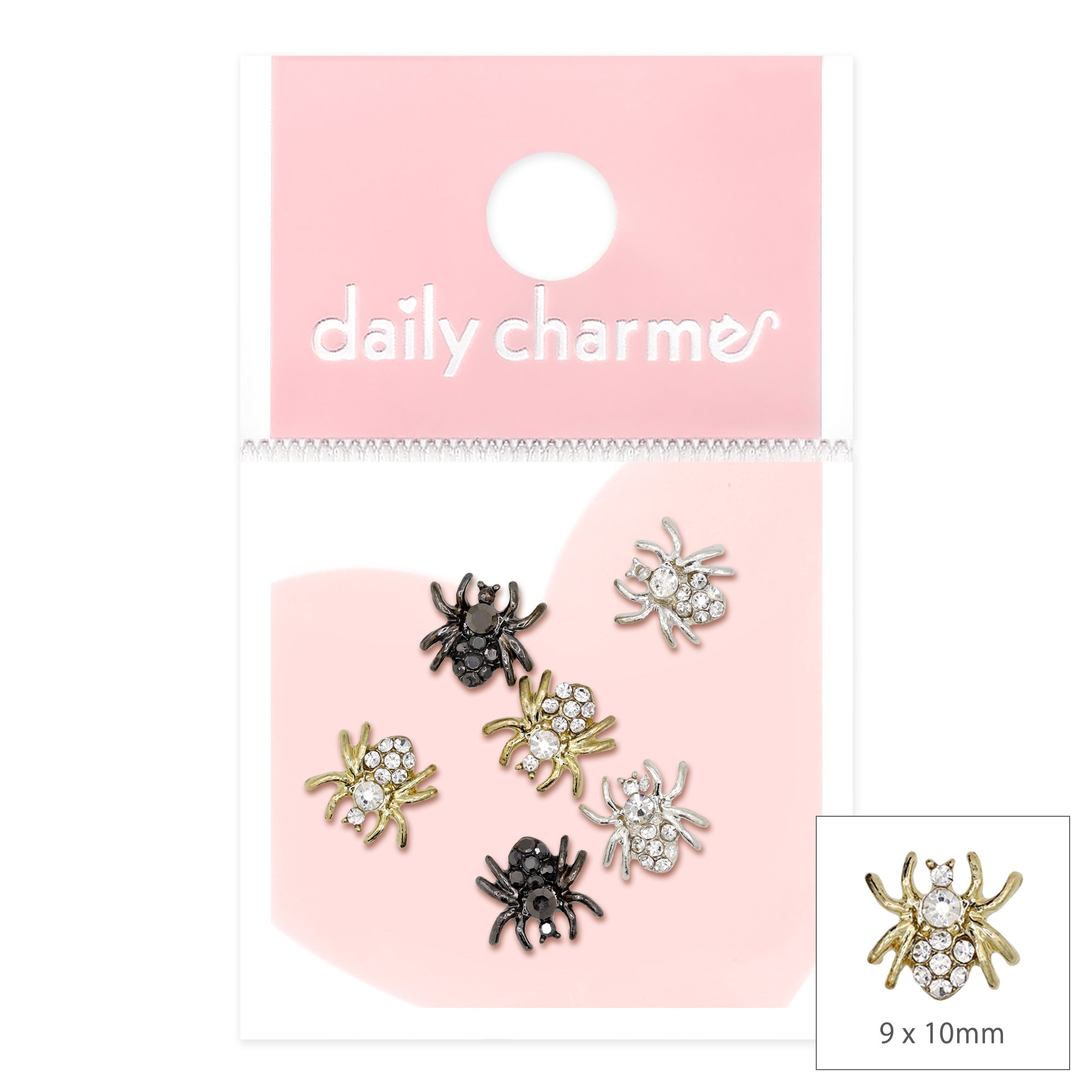 Dazzling Spider Nail Charms 3D Halloween Mix Gold Silver Gunmetal