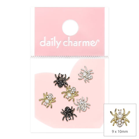 Dazzling Spider Nail Charms 3D Halloween Mix Gold Silver Gunmetal