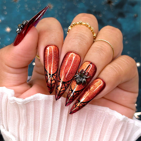 Dazzling Spider Nail Charms 3D Halloween Mix Gold Silver Gunmetal