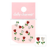 Enchanted Rose Enamel Charms Mix Nail Art Red White Valentine's Day Design