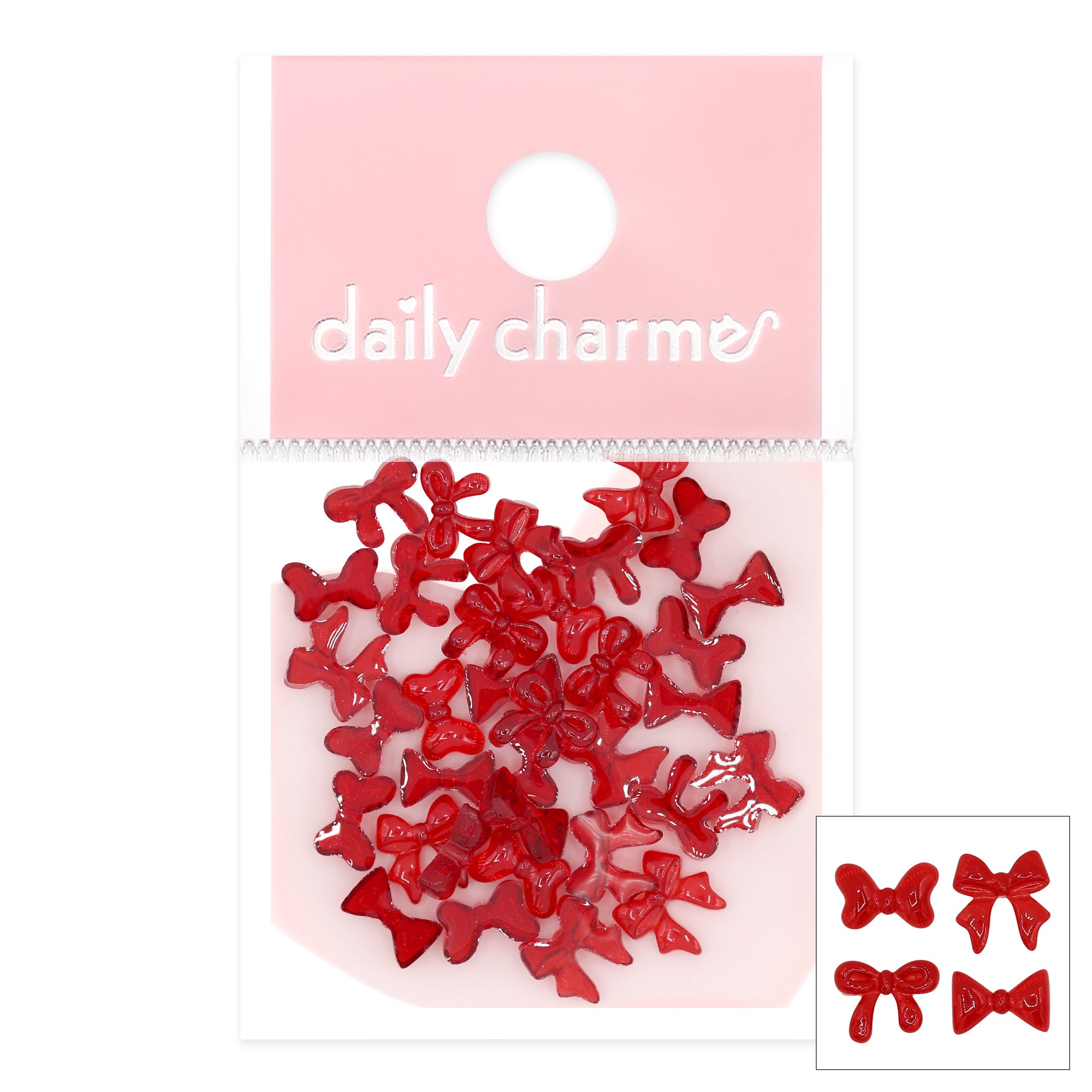 Mini Ruby Red Resin Bow Mix Nail Charm Decor Valentine