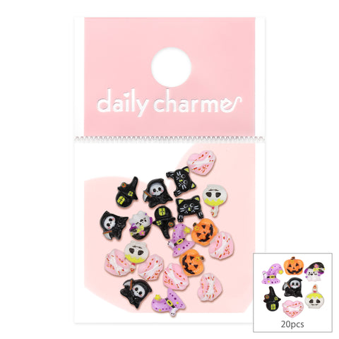 Boo Crew Resin Mix Nail Decor 3D Cute Cat Pumpkin Jack O Lantern Grim Reaper 