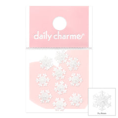 Icy Snowflake Resin Cabochons Mix / Pearly White Christmas Holiday Nail Decor Charms