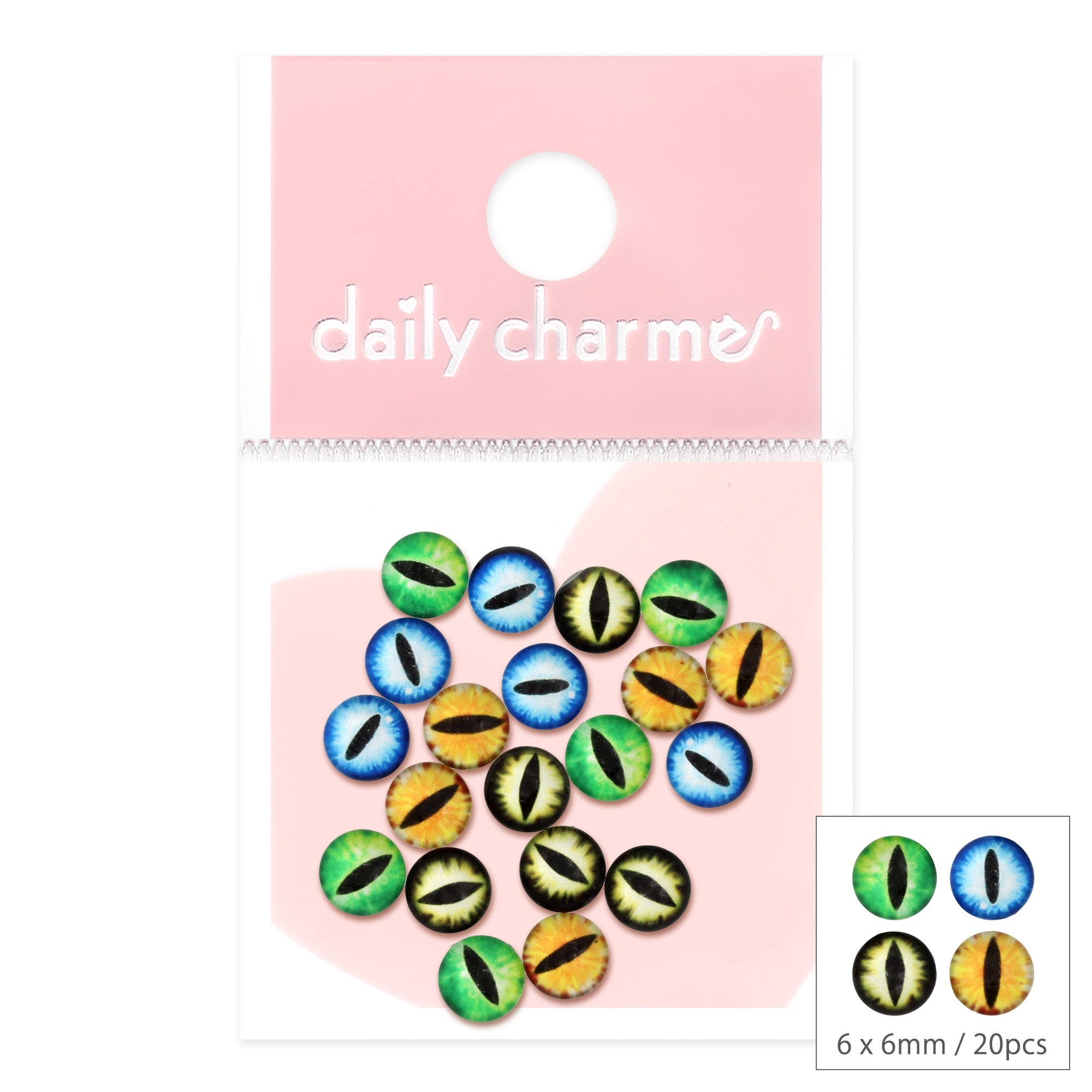 Nail Art Decor Charm Cat Eye Cabochon Mix Green Blue Gold Yellow Halloween 3D Design