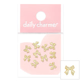 Mini Gold Ribbon Bows Nail Charms Dainty Coquette Elegant Metallic Valentine's Day Spring