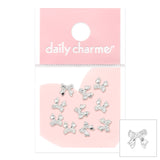 Mini Silver Ribbon Bows Dainty Coquette Metallic Elegant Valentine's Day Spring