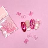 Pink Jelly Ribbon Bow Resin Cute Coquette Nail Decor Cabochons