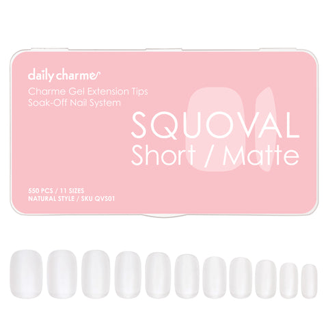 Charme Gel Extension Tips / Squoval / Short / Matte Clear Soft Gel X