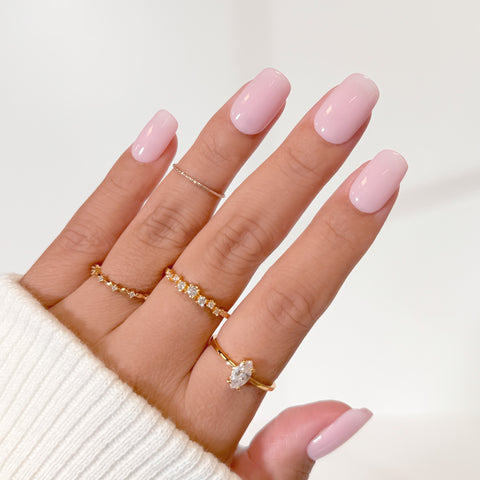 Charme Gel Extension Tips / Squoval / Short / Matte Clear Soft Gel X Pink Jelly