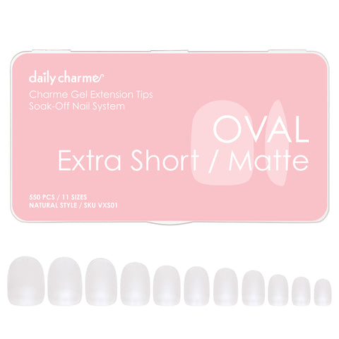Charme Gel Extension Tips / Oval / Extra Short / Matte Clear Soft Gel X