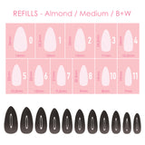 Charme Gel Extension Tips Refill / Almond / Medium / B+W