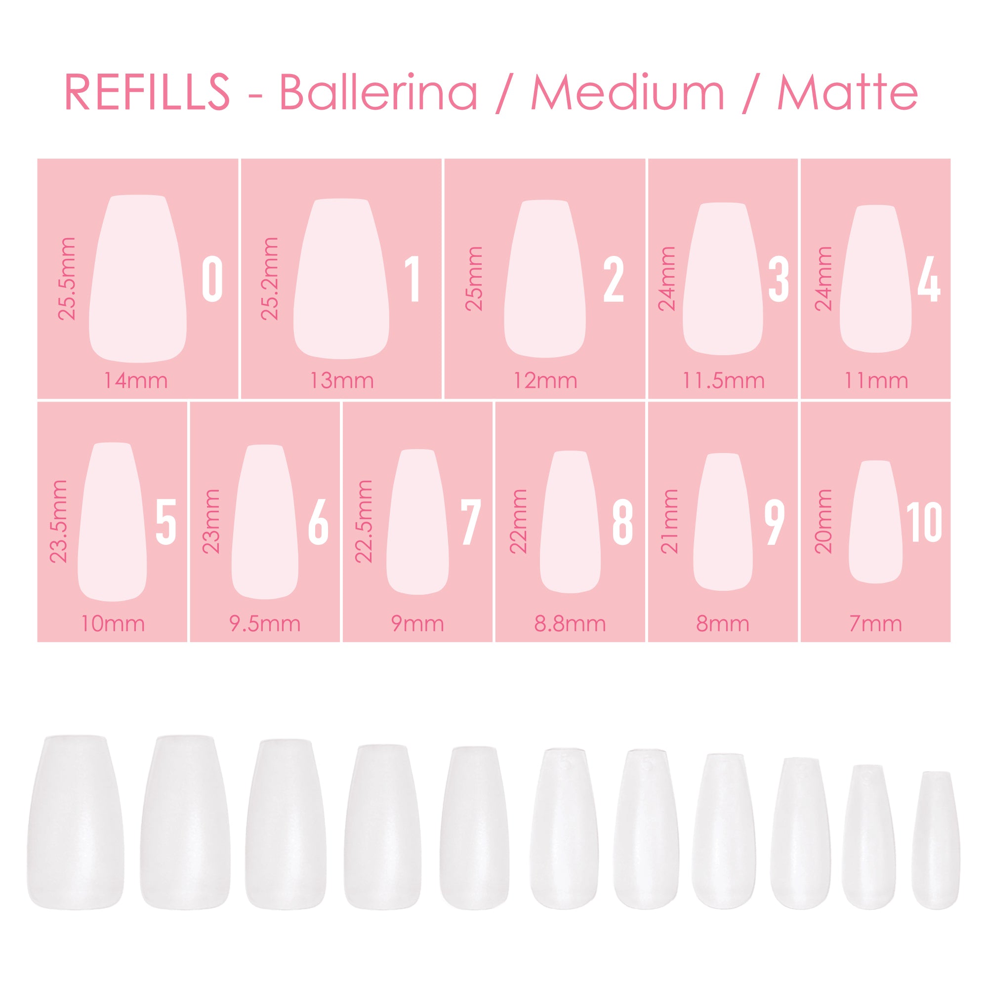 Charme Gel Extension Tips Refill / Ballerina / Medium / Matte Clear