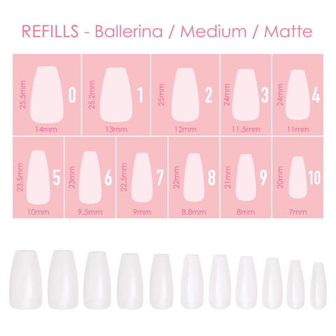 Charme Gel Extension Tips Refill / Ballerina / Medium / Matte Clear