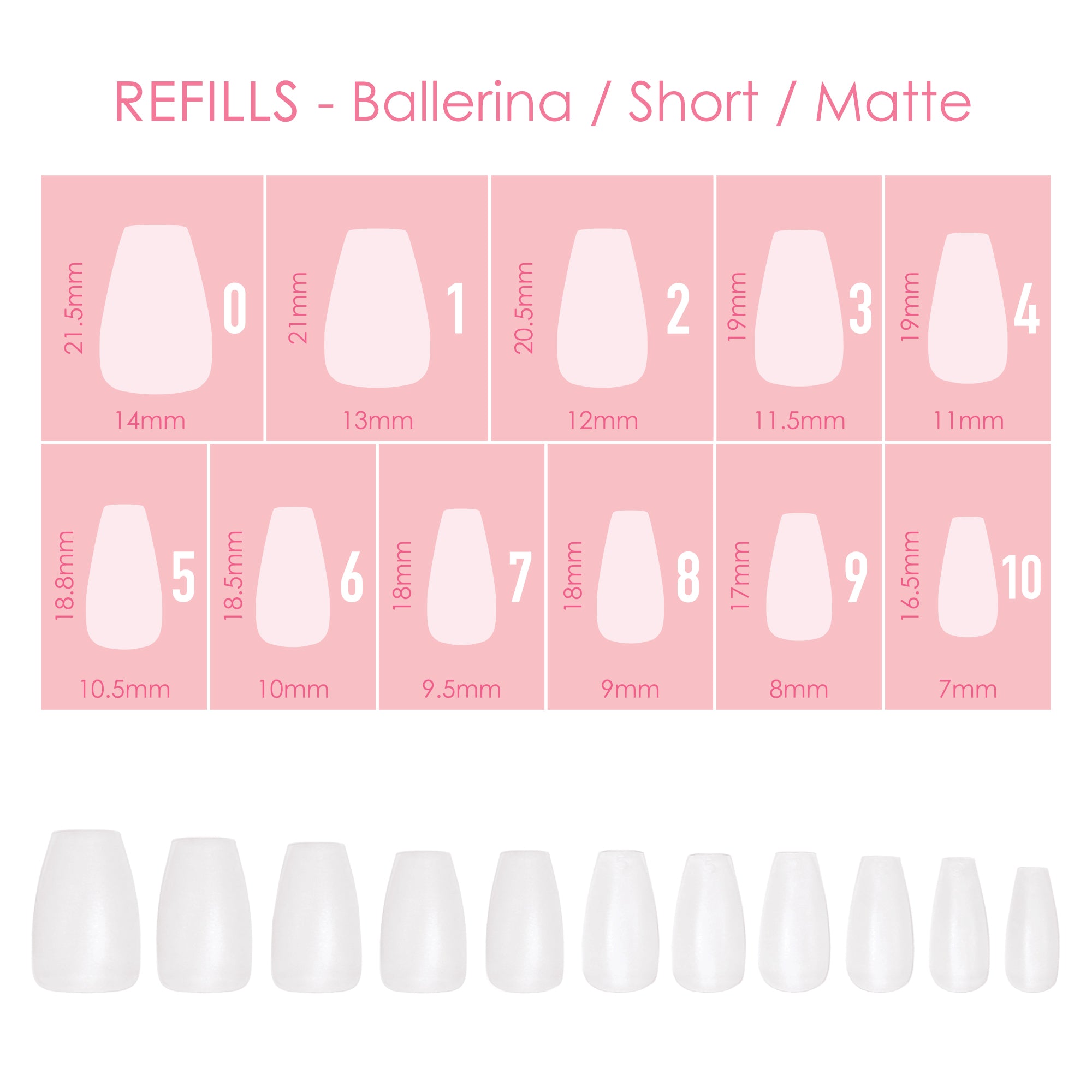 Charme Gel Extension Tips Refill / Ballerina / Short / Matte Clear